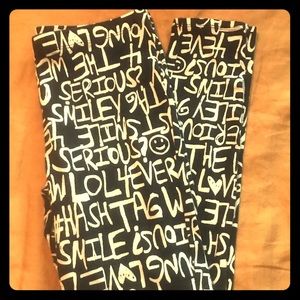 Black and white lettered leggings